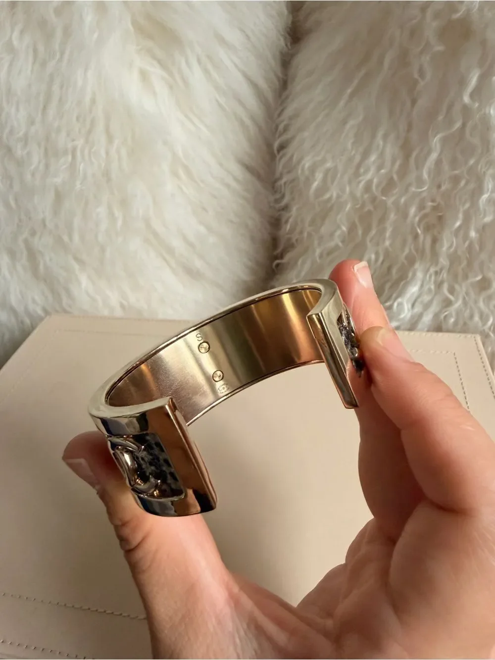 CHANEL Silver Tweed CC Link Cuff Bracelet - Black & White